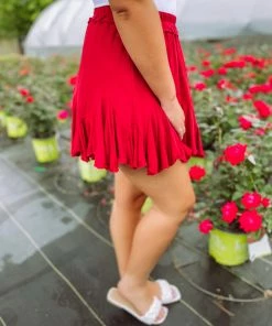 Trend Shop Bottoms Jade Mini Pleated Skirt- Cranberry