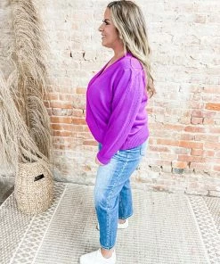 Skies Are Blue Plus Jami Balloon Sleeve Pointelle Front Wrap Sweater