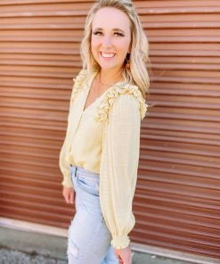 Peach Love Valentina Ruffled Surplice Bodysuit