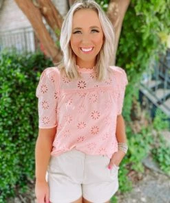 Entro Rue Eyelet High Neck Top Tops