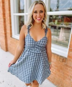 &MERCI Dresses Carrie Woven Plaid Cami Dress