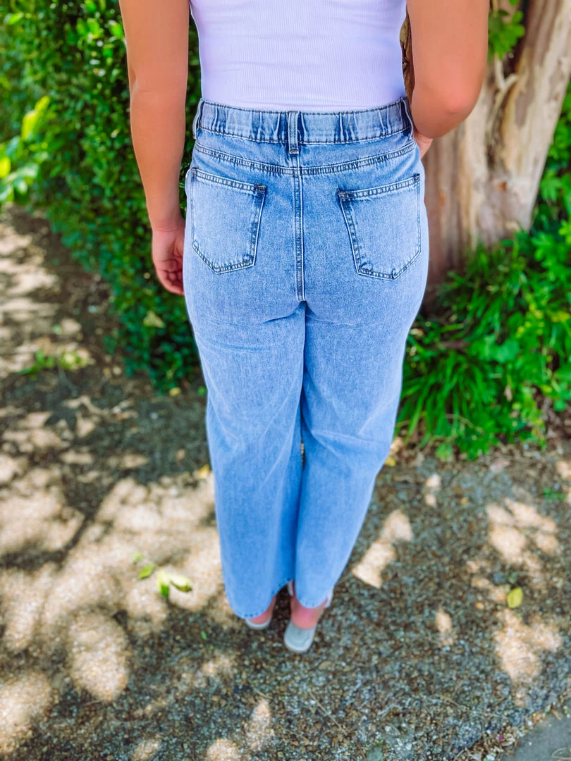 Listicle Maia Denim Washed Wide Bottom Pants 5 Listicle Maia Denim Washed Wide Bottom Pants