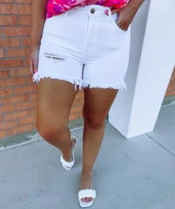 Nature Denim Vanessa High Low Shorts- White