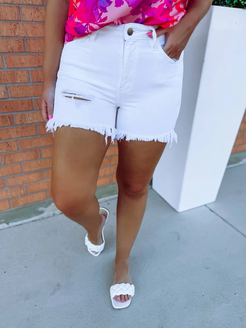 Nature Denim Vanessa High Low Shorts- White 2 Nature Denim Vanessa High Low Shorts- White