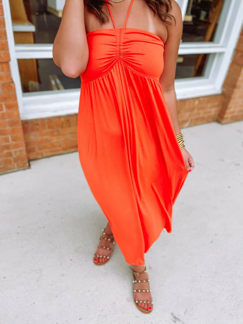 Entro Joselyn Solid Halter Neck Midi Dress 2 Entro Joselyn Solid Halter Neck Midi Dress