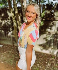 Entro Sarah Geo Shaped Faux Bodysuit Tops