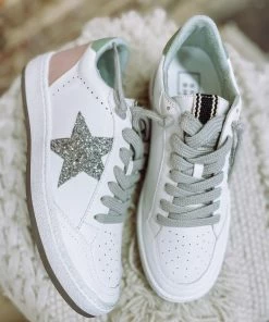 Texas Bling Shoes Paz Star Sneaker- Silver Sparkle