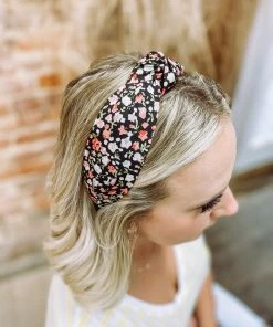 Texas Bling Hair Accessories Annie Ditsy Floral Knotted Headband- Black