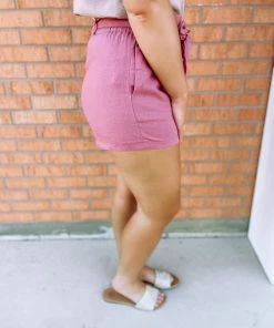 Must Have Jasmine Front Tie Linen Paperbag Shorts Bottoms