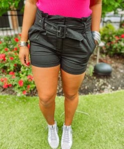 Must Have Victoria Paperbag Belted Shorts- Black
