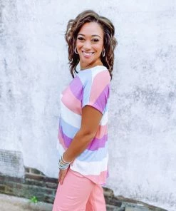 Ces Femme Savanna Multi Stripped Ribbed Jersey Knit Top 11 Ces Femme Savanna Multi Stripped Ribbed Jersey Knit Top