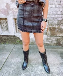 Wild Lilac Khloe Stretchy Denim Mini Skirt