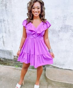 Entro Shelby Ruffled V Neck Tiered Dress Dresses