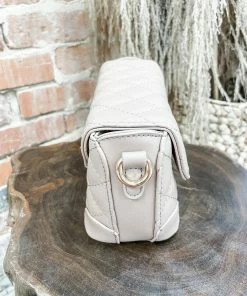 Texas Bling Neutral Babe Jade Leather Rectangle Diamond Bag- Khaki