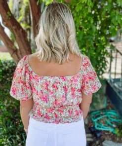 Flying Tomato Sydney Floral Square Cropped Top