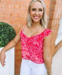 Fantastic Fawn Angie Red Floral Tank Top Tops