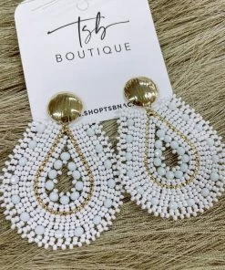 Texas Bling Mariana White Beaded Earrings