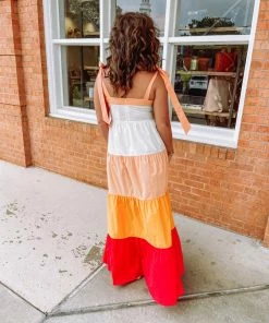 Flying Tomato Ashlyn Woven Color Blocked Maxi Dress