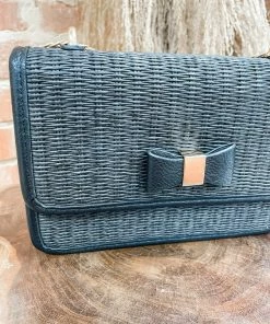 Texas Bling Take Me Away: Resort Edition Halli Rectangle Straw Bag- Black