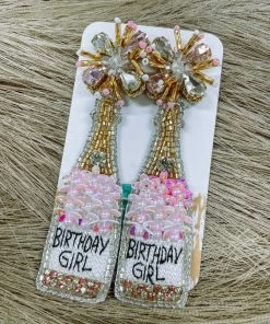 Texas Bling Birthday Queen Bottle Beaded Earrings Jewelry