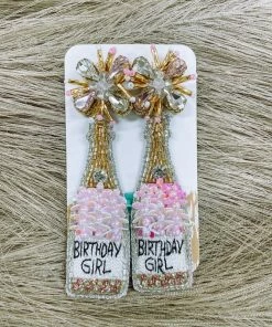 Texas Bling Birthday Queen Bottle Beaded Earrings Jewelry