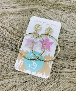 Texas Bling Jewelry Celeste Iridescent Star Drop Earrings