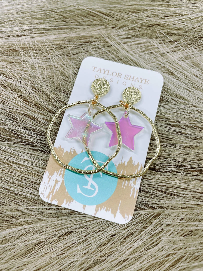 Texas Bling Jewelry Celeste Iridescent Star Drop Earrings 1 Texas Bling Jewelry Celeste Iridescent Star Drop Earrings