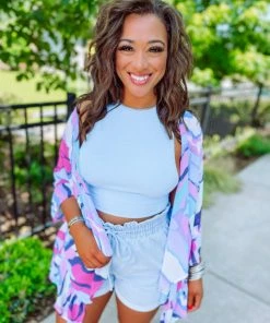 Texas Bling Alisson Abstract Print Sheer Open Kimono Outerwear