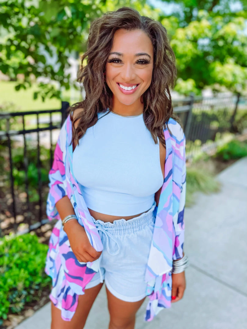 Texas Bling Alisson Abstract Print Sheer Open Kimono Outerwear 1 Texas Bling Alisson Abstract Print Sheer Open Kimono Outerwear