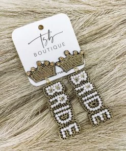 Texas Bling Jewelry Crown Bride Dangle Beaded Earrings