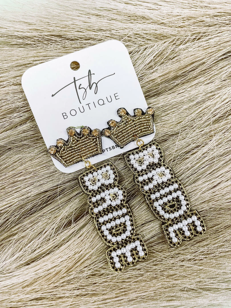 Texas Bling Jewelry Crown Bride Dangle Beaded Earrings 1 Texas Bling Jewelry Crown Bride Dangle Beaded Earrings