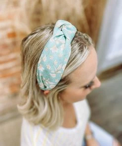 Texas Bling Lena Floral Pastel Knotted Headband- Mint