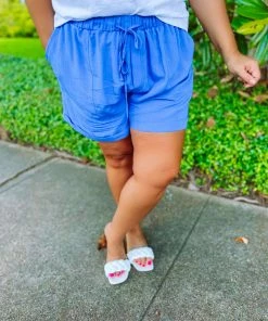 Kori Plus Ashlyn Drawstring Waist Shorts- Royal Blue