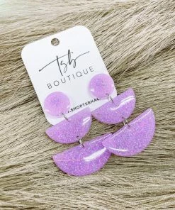 Texas Bling Glitter Semi Circle Stack Earrings- Lavender Ice Jewelry