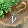 Texas Bling Pearl Initial Letter Necklace- V