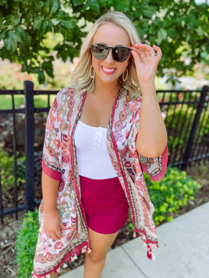 Texas Bling Megan Floral Tassel Kimono Outerwear 3 Texas Bling Megan Floral Tassel Kimono Outerwear