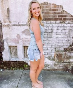 Trend Shop Tops Nevaeh V Neck Hollow Out Knitted Tank Top- Blue 9 Trend Shop Tops Nevaeh V Neck Hollow Out Knitted Tank Top- Blue