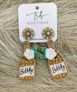Texas Bling Bubbly Champagne Beaded Earrings