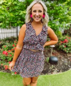 Entro Tops Flora Multi Cheetah Self Tie Crop Top