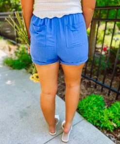 Kori Courtney Linen Shorts- Royal Blue Bottoms