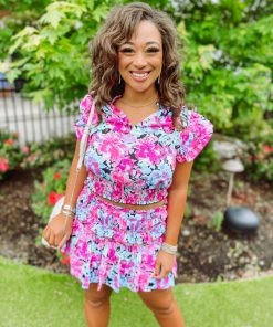 Entro Aliya Floral Tiered Mini Skirt