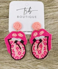 Texas Bling Jenny Pink Leopard Tongue Earrings Jewelry