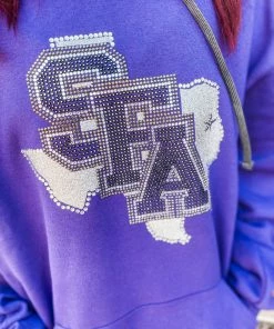 Texas Size Bling SFA Logo Purple Hoodie
