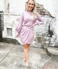 Hyfve Kimber Mock Neck Asymmetric Mini Dress