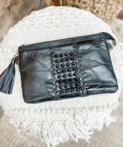 Texas Bling Ellie Leather Stud Clutch
