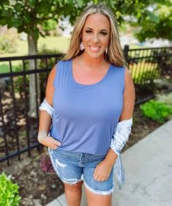 Rae Mode Take Me Away: Resort Edition Lola Basic Athletic Tank Top- Blue