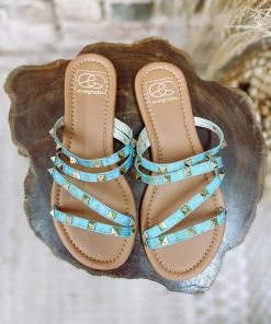 Miami Shoe Wholesale Shoes Claire Pyramid Stud Sandal- Turquoise