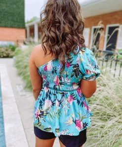 Jodifl Tops Jolene Floral One Shoulder Ruffle Top