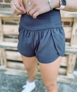 Love Tree Bottoms Sonia Fitted Athletic Shorts- Black