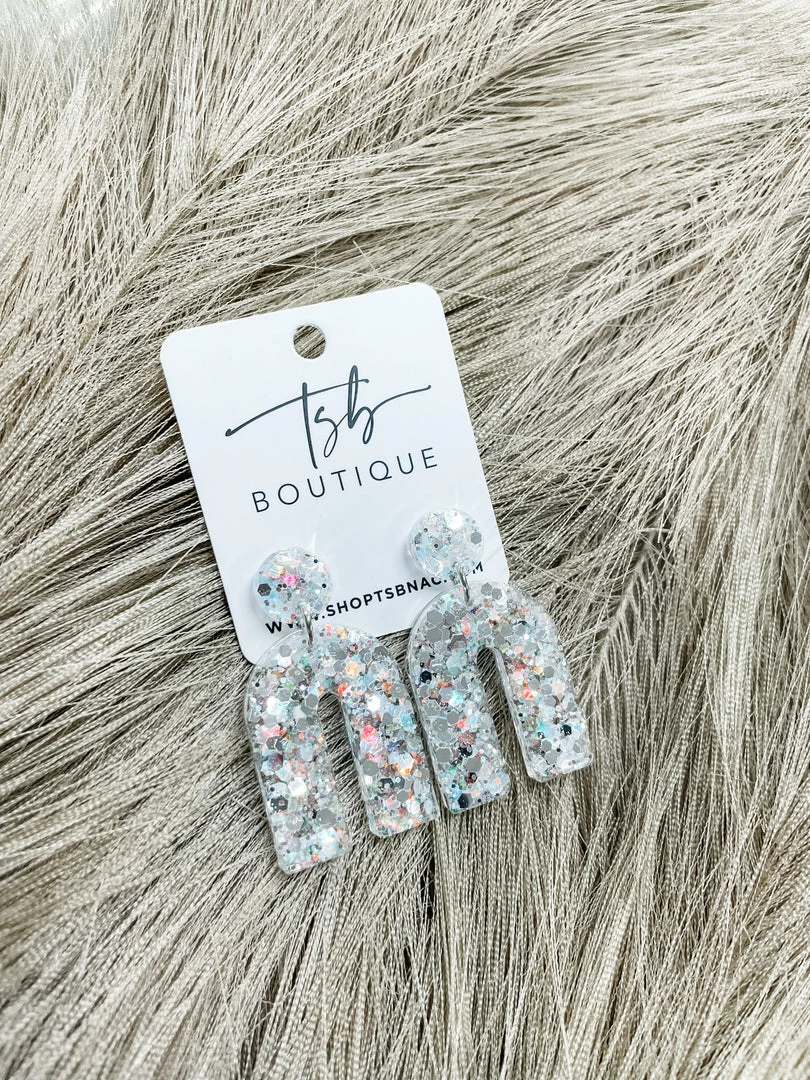 Texas Bling Glitter Rainbow Earrings- Opal White Jewelry 1 Texas Bling Glitter Rainbow Earrings- Opal White Jewelry